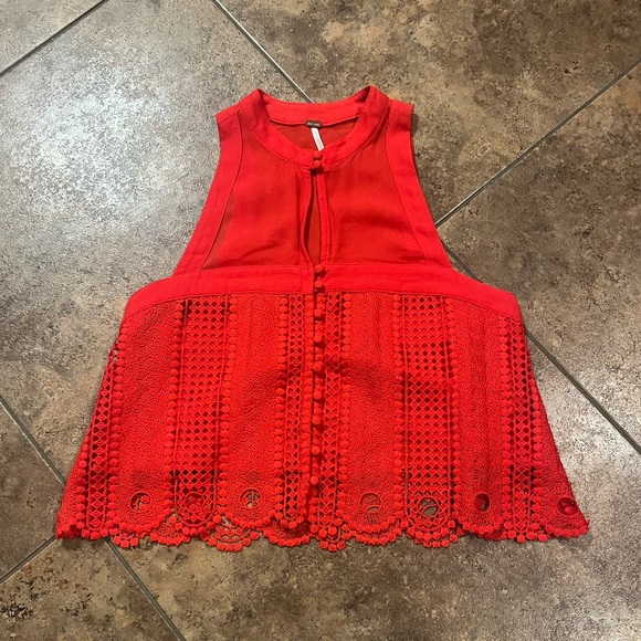 Free People Rory Crochet Overlay Boxy Crop Tank Size‎ XS - Picture 4 of 9